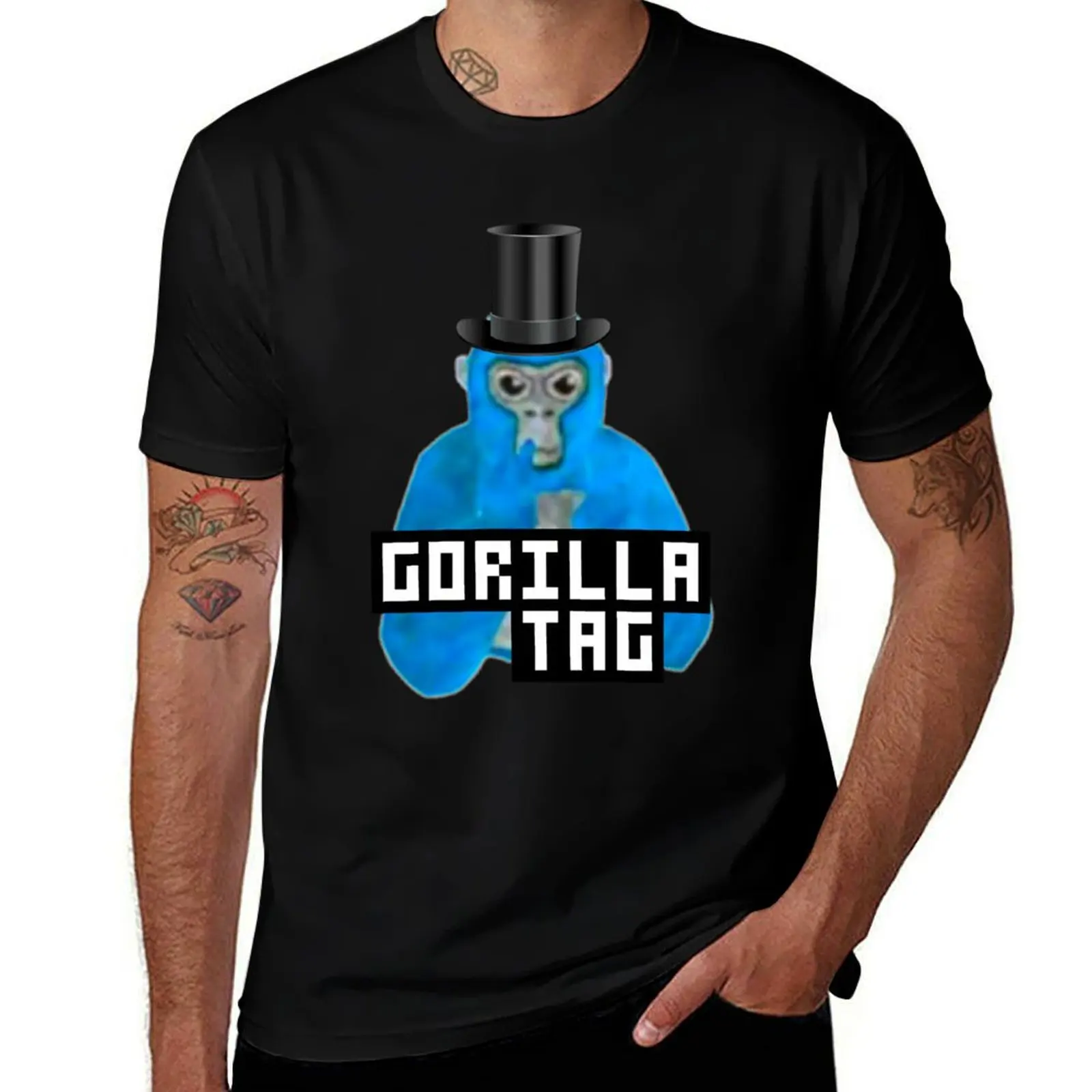 

Gorilla Tag Blue Monkey Top Hat Gorilla Monke Gorilla Tag PFP Maker by POLKART T-Shirt tees customizeds T-shirts for men cotton