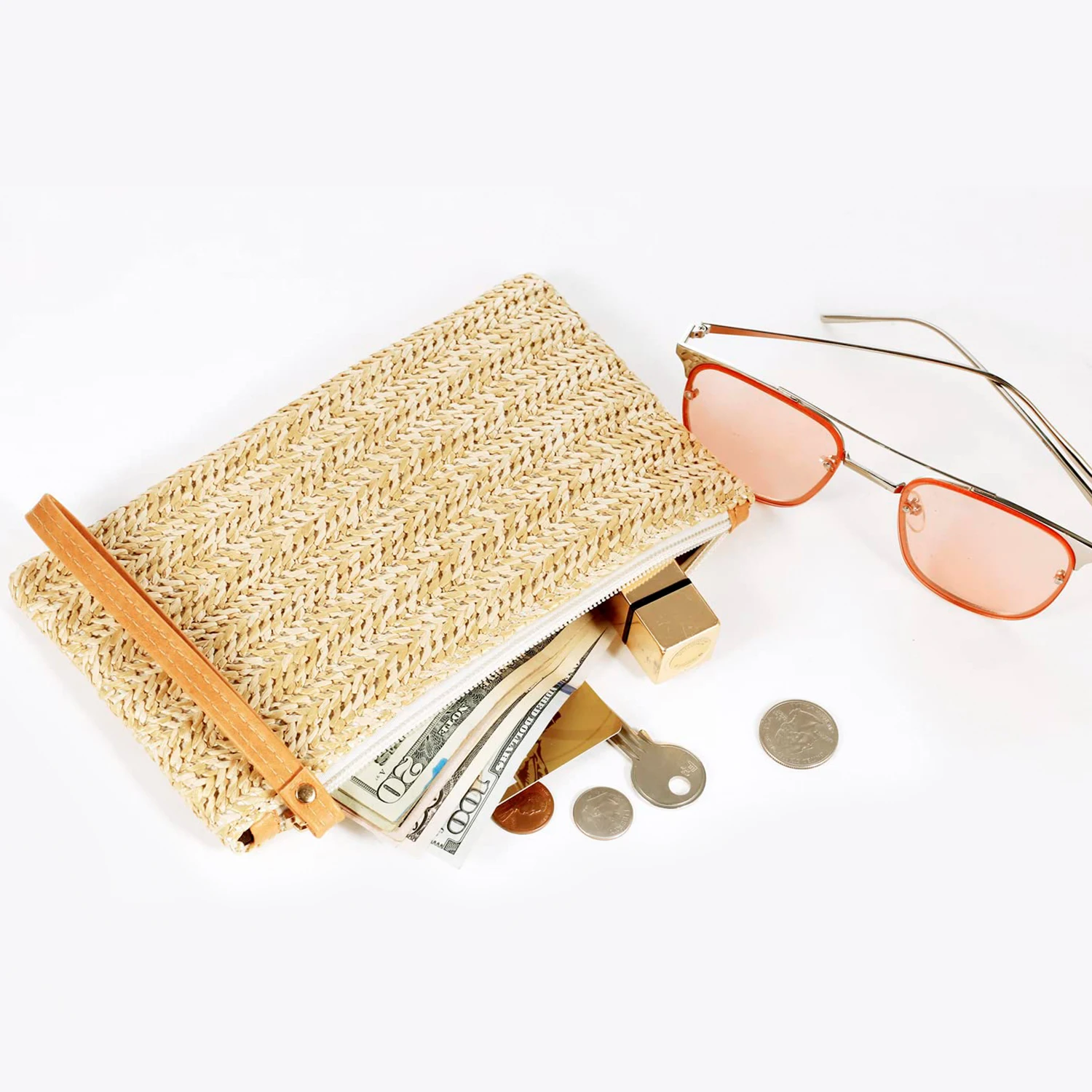Women' S Casual Travel Straw Woven Bag Fashionable and Minimalist Large Capacity Women'S Medium-Long Wallet Clutch 01 image 5