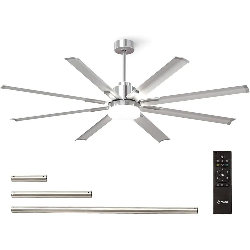 

Ceiling Fans with Lights, 72 inch Indoor/Outdoor Ceiling Fan with Remote Control, Reversible DC Motor, 8 Blades, 3CCT, Dimmable