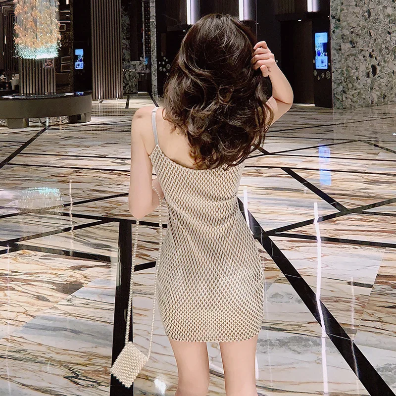 Sexy Hollow out Me Trim Fit Strapl Bodycon Dr Low Waist Polyester ort Skirt No Sve Summer 2023  Color