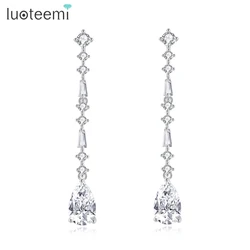 LUOTEEMI Dangle CZ Earrings Waterdrop Pendants Shiny Jewelry Romantic Tassel Delicated Decoration Hot Selling Women Dating Gifts