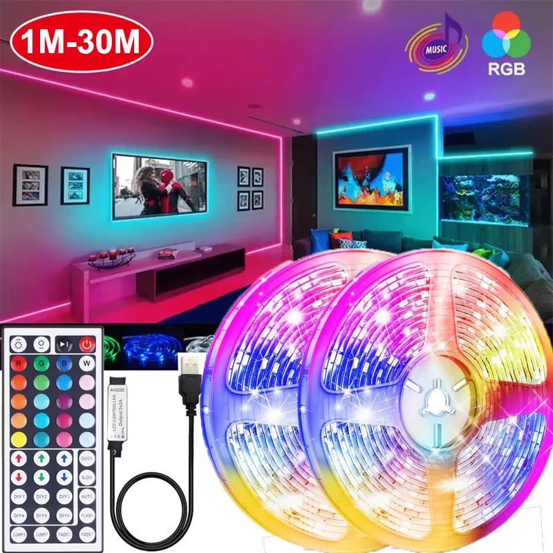 

RGB Led Strip Lights 5m 10m 20m 30m Led Room Light with APP Control Flexible Ribbon Luces Led Tape for Room Bedroom Decoration
