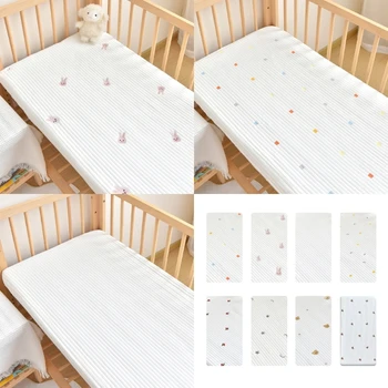 Prześcieradło do łóżeczka dziecięcego Pikowane, haftowane prześcieradło bawełniane do standardowego łóżeczka dziecięcego i materaca Prześcieradło do łóżeczka dziecięcego