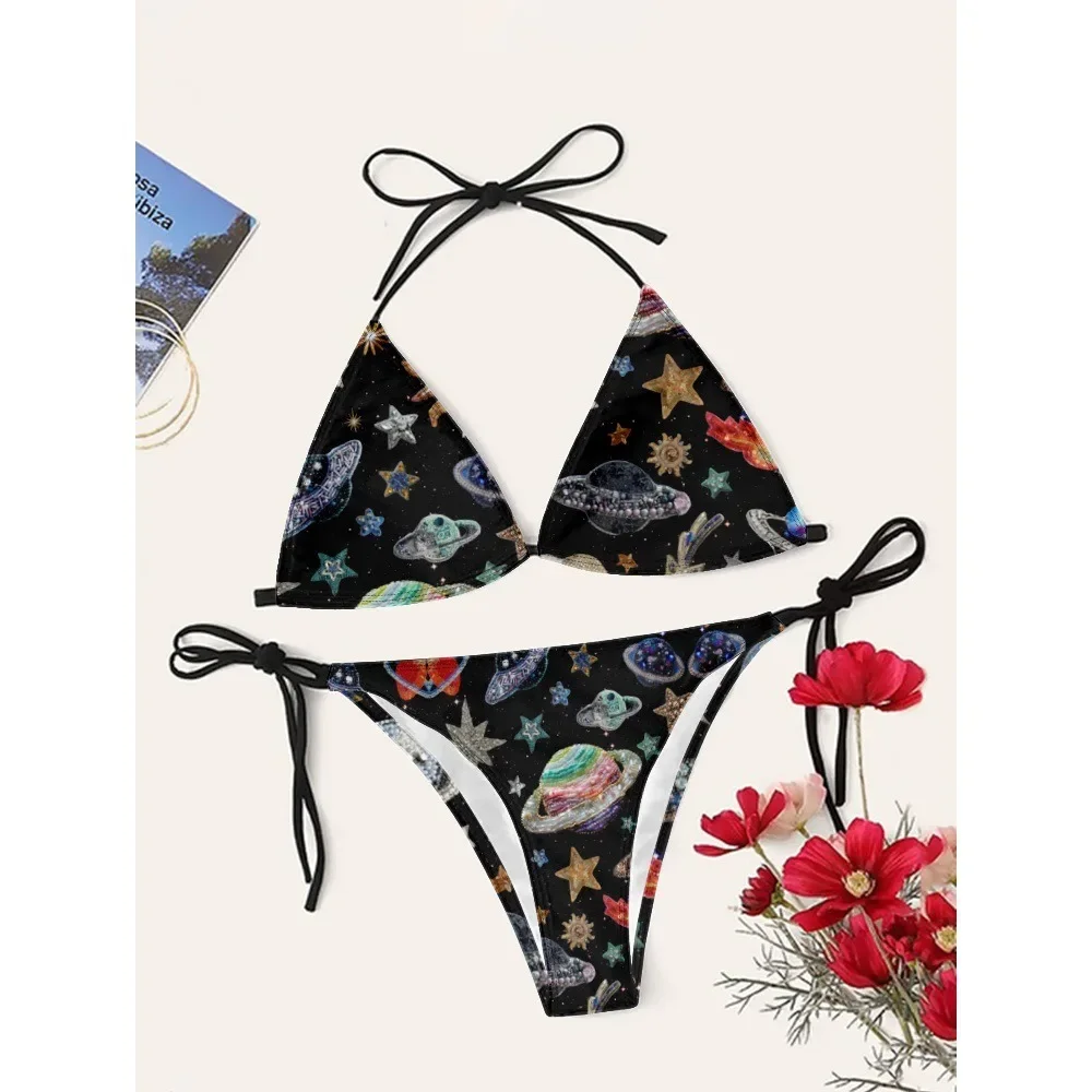 Women Sexy Ocean ​Seashell Printed Bikini Cupshe Straps High Waist Swimwear Quick Dry Beach Pool Essential Micro Bikini Swimsuit