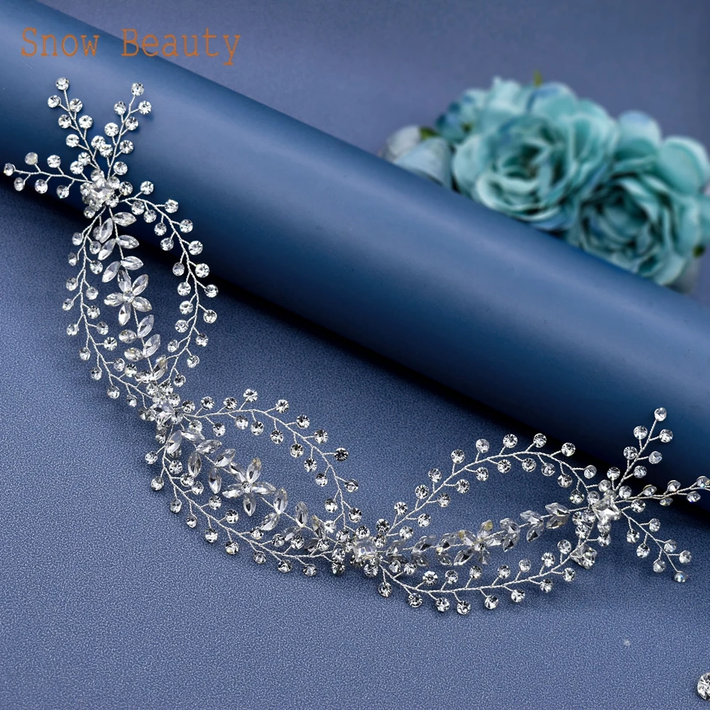 DZ049 Luxury Wedding Headband Bridesmaid Tiara Party Hair Ornaments Prom Accessories Rhinestone Bridal Headpiece Hair Vine