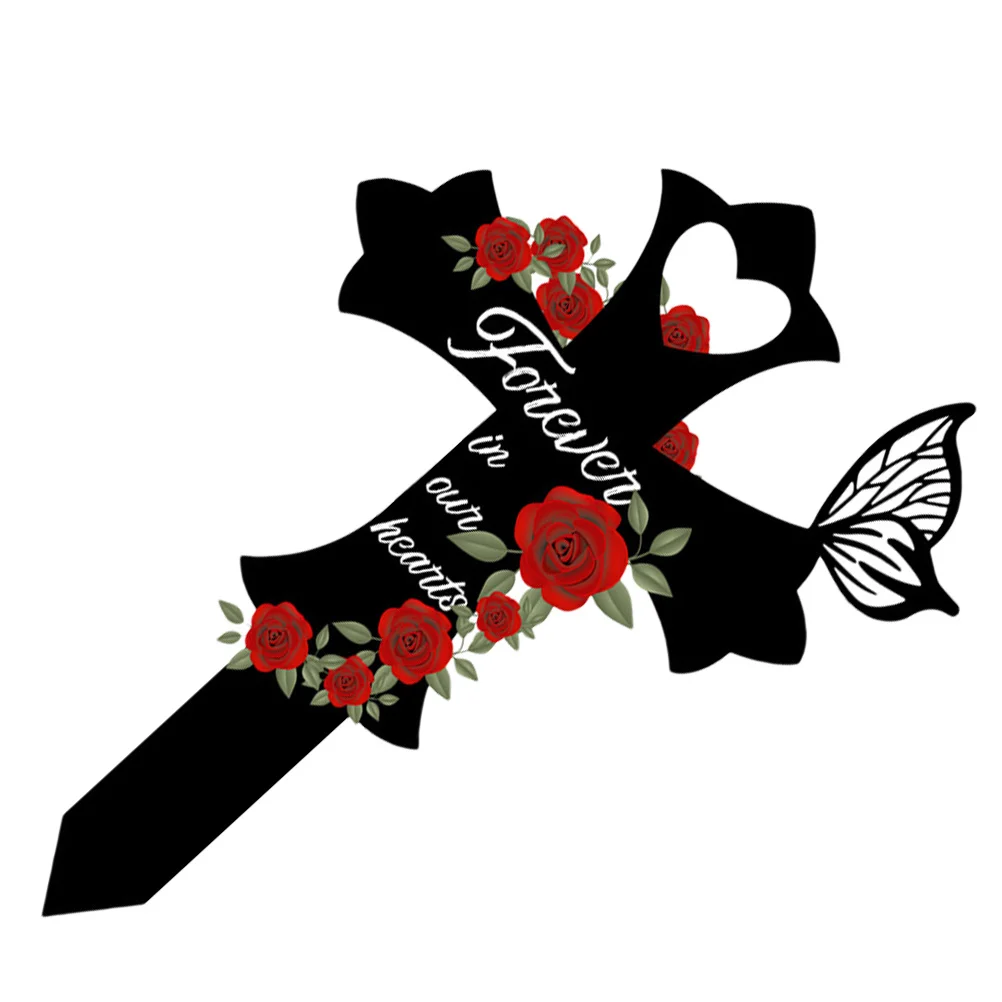 

1pcs Grave Decoration Cross Pile For Grave Metal Cross Garden Yard Cemetery Memorial Marker For Graves Outdoor Decorations