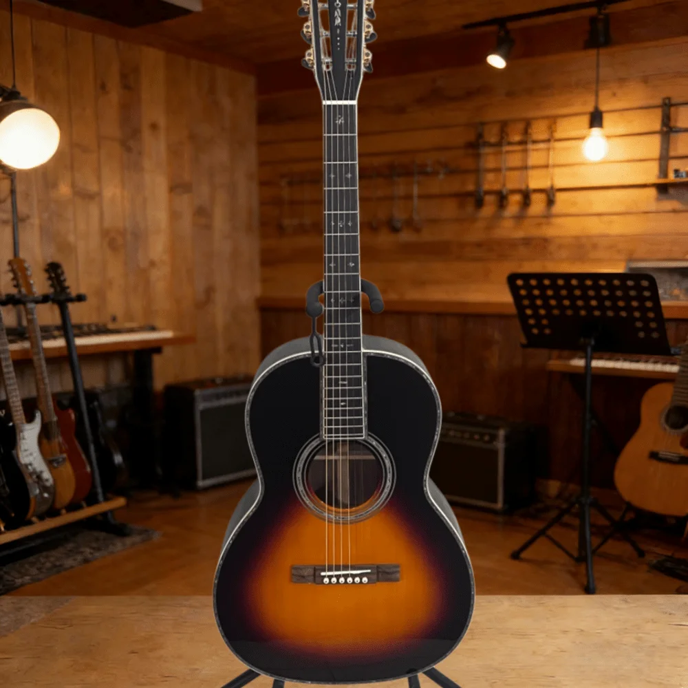 

Handmade 00042 Acoustic Guitar Sunburst Color Solid Mahogany Top Rosewood Fretboard Essential Guitar for Guitarists