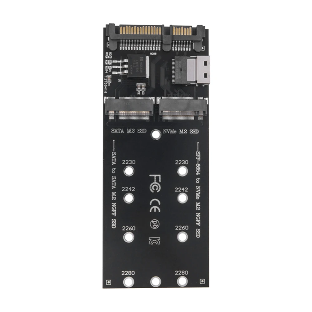 Adaptateur M.2 vers SATA SFF-8654 vers M2 NVME SSD 2 en 1, carte adaptateur combo convertisseur, convient pour carte mère de PC de bureau