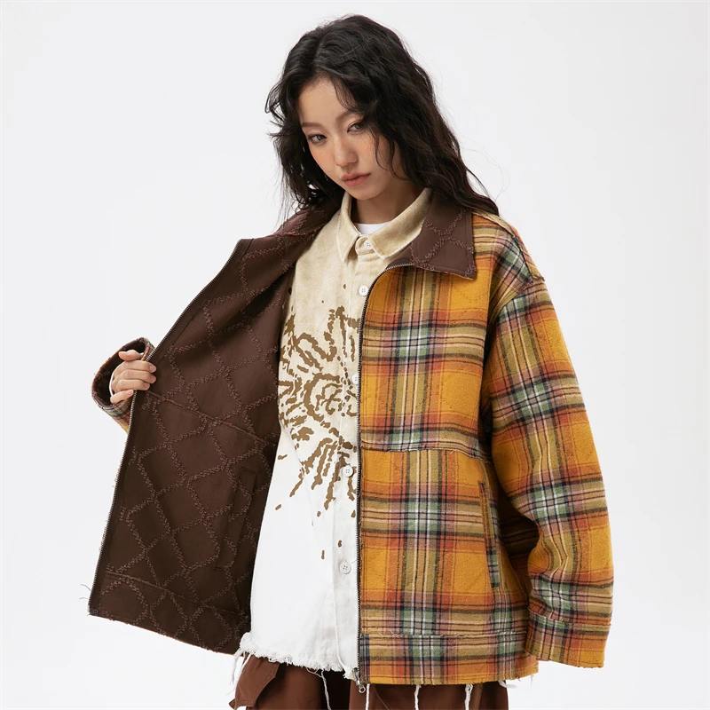 Women\'s Tweed Jacket Spring 2024 New in Japanese Y2k Vintage External Outdoor Clothes Yellow Plaid Women\'s Luxury Clothing Sales