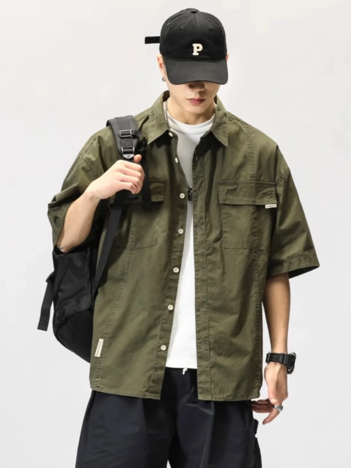 

Мужская рабочая рубашка Extra Large 300 Pou Workwear с коротким рукавом, высококачественная, свободного кроя, в американском стиле, для молодежи, летняя, износостойкая