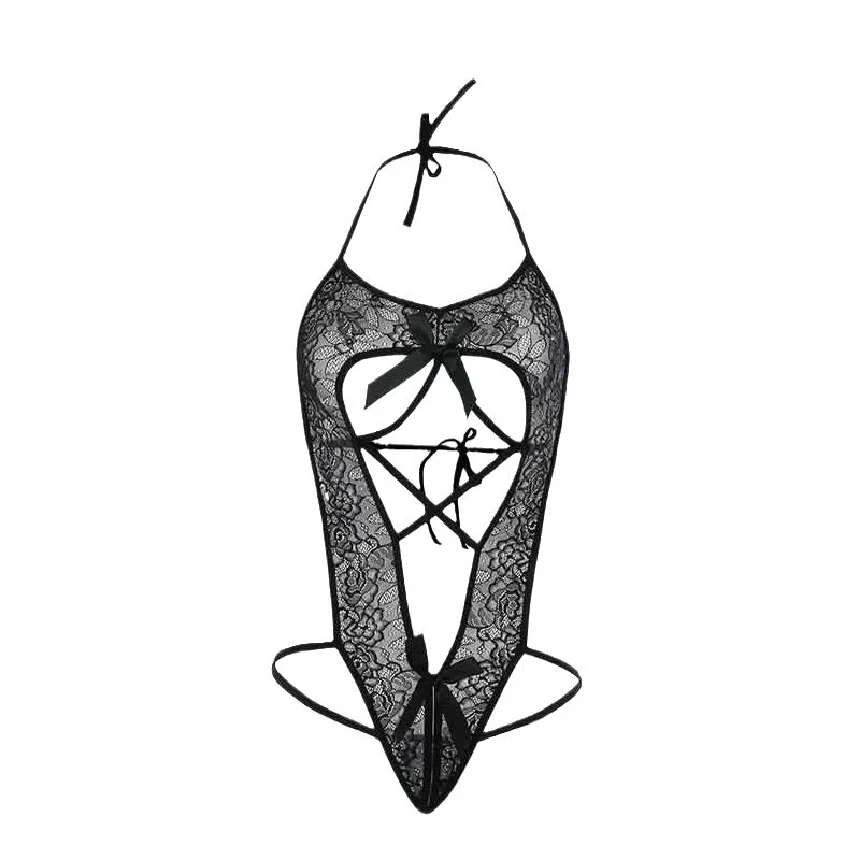 مثير الدانتيل انظر من خلال ارتداءها عبر حزام طقم سرير يتعرض الحلمة مفتوحة المنشعب قميص النوم للملابس الداخلية حار