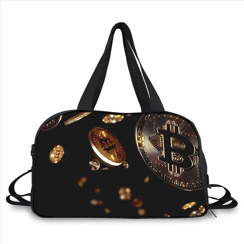 Bitcoin money currency 3D printing fashion trend portable large capacity multi-function messenger bag travel bag