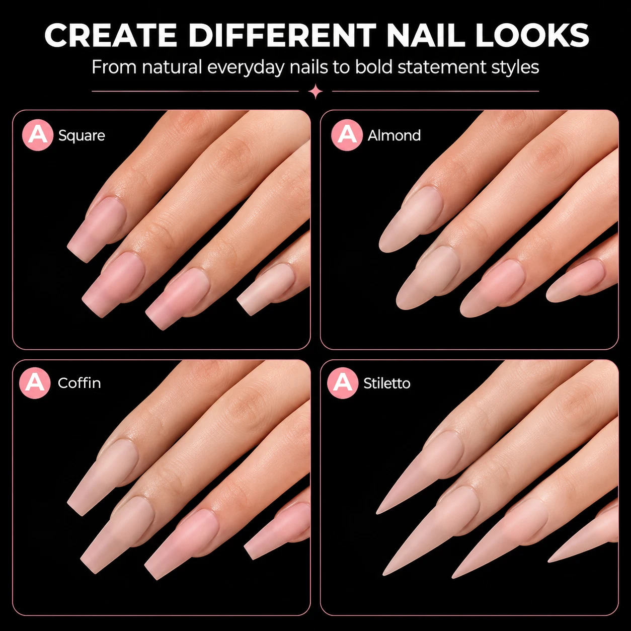 Nailpop Matte Verlängerungs-Dual-Forms mit Griff, 15 Größen für Poly-Gel-Nagelformen, für 4 Stile, Salon-Kunst, DIY-Maniküre, 150 Stück – Detail 2