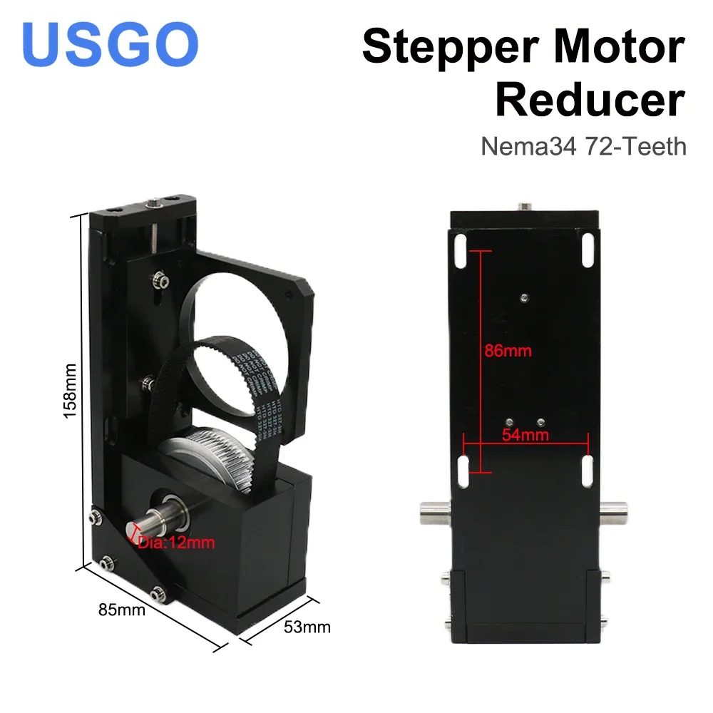 USGO محرك متدرج المخفض Nema23 38-الأسنان/ Nema23 60-الأسنان/ Nema34 72-الأسنان لآلة القطع والنقش بالليزر CO2