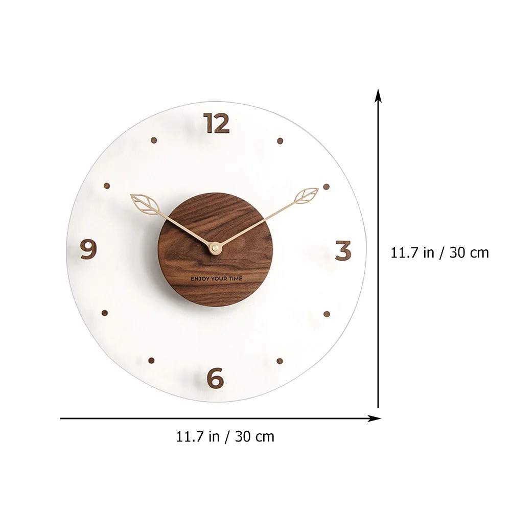 

1Set Stylish Hanging Clock Acrylic Wood Decorative Punch-Free Clock Living Room Adorn Acrylic Wall Pendant Housewarming Gift