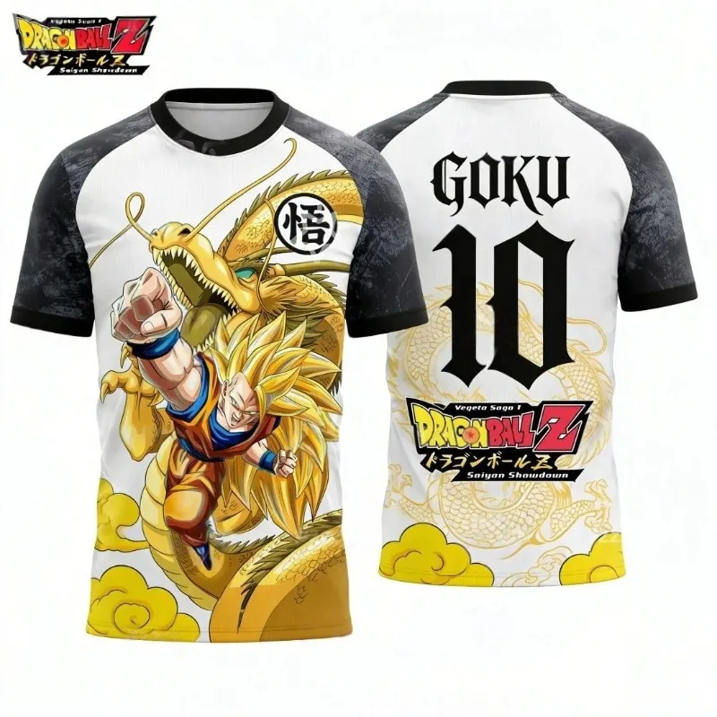 Dragon Ball Z Super Saiyan 4 Goku Wu Logo White Base 3D All Over Print Breathable Shonen Harajuku Anime Casual Tee
