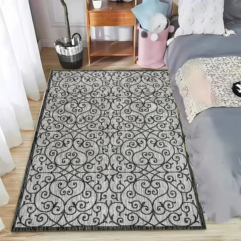 Elegant European Scroll Vine Area Rug Large Carpet for Living Room Bedroom Hallway Entryway Kitchen Stylish Decor Floor Mat