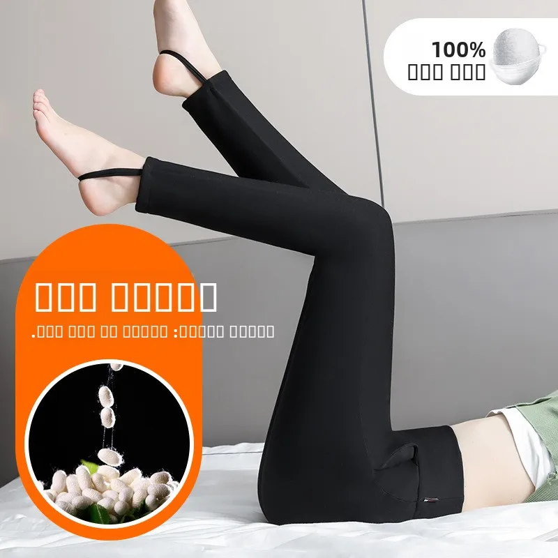 Thiened Fce Calças femininas de algodão de seda Calças de cintura alta para outono inverno Casacos especiais Extra Thi Calças quentes