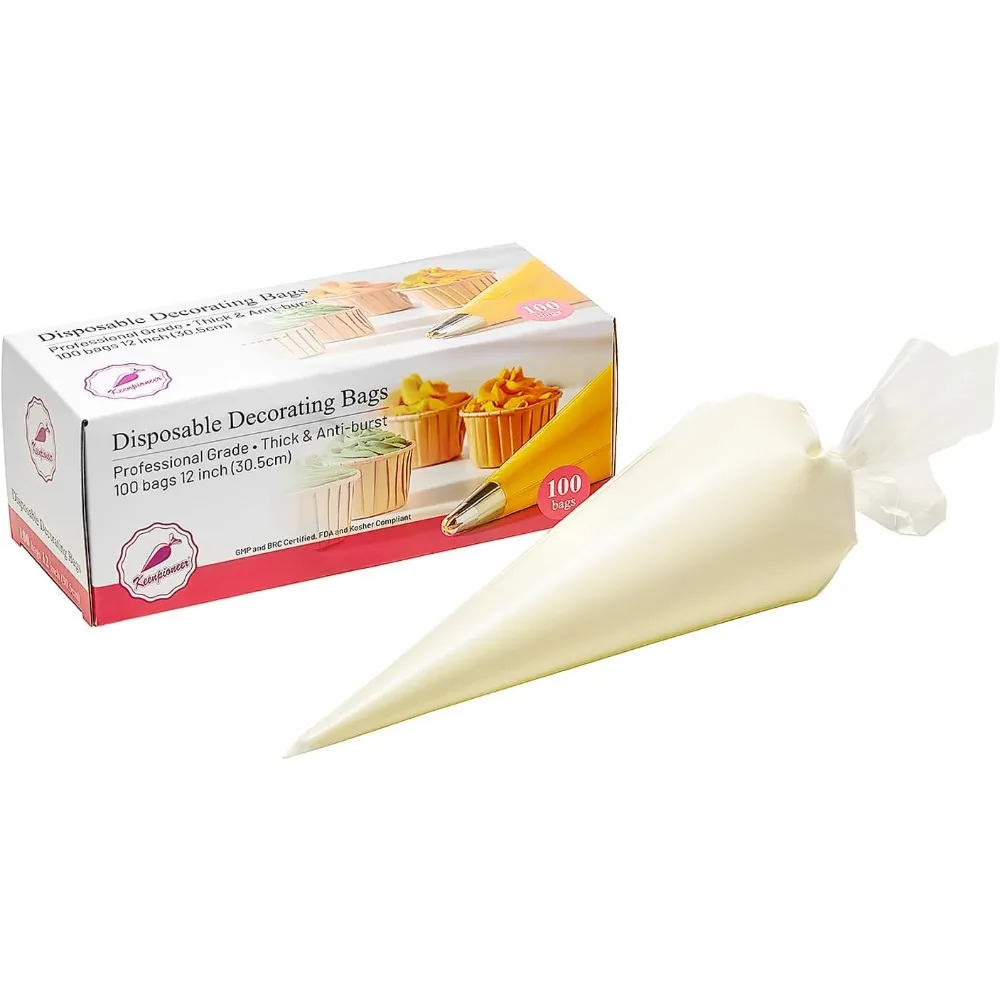 

Piping Bag - Disposable Cake Decorating Bag 100 Count, 12 inch, Clear