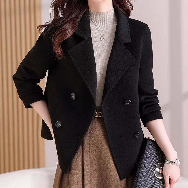 Jacket 2025 Autumn Winter New Woolen Coat Women\'s Fashion Foreign Jackets Slim Suit Collar Short Outerwear Female Overcoat