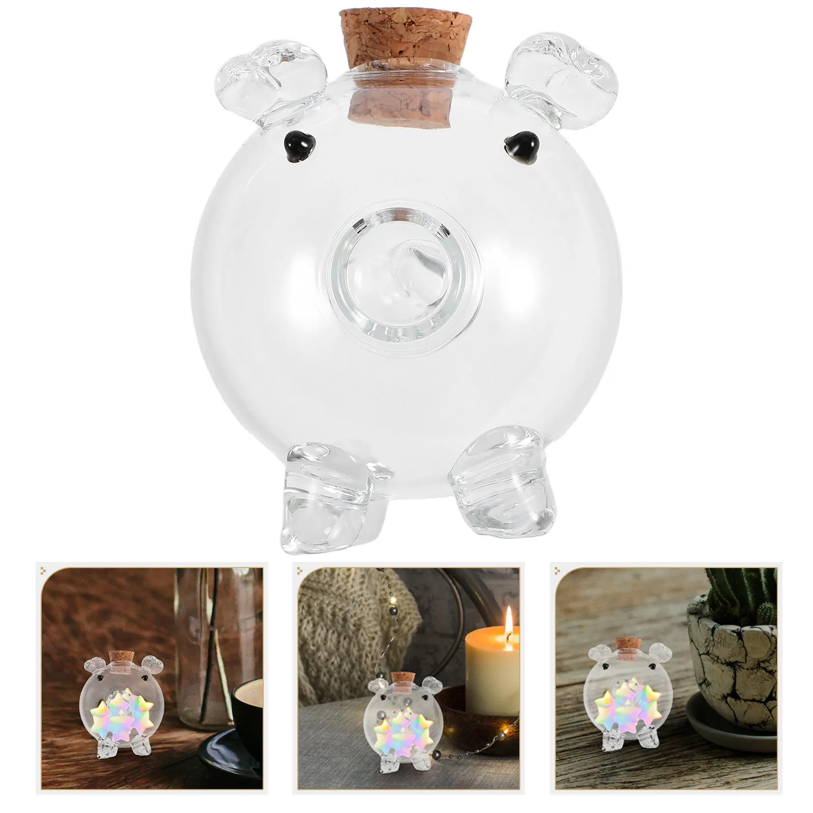 

Transparent Glass Mini Piggy Bank Pig Shaped Clear Money Pot Decorative Saving Jar for Desktop Use