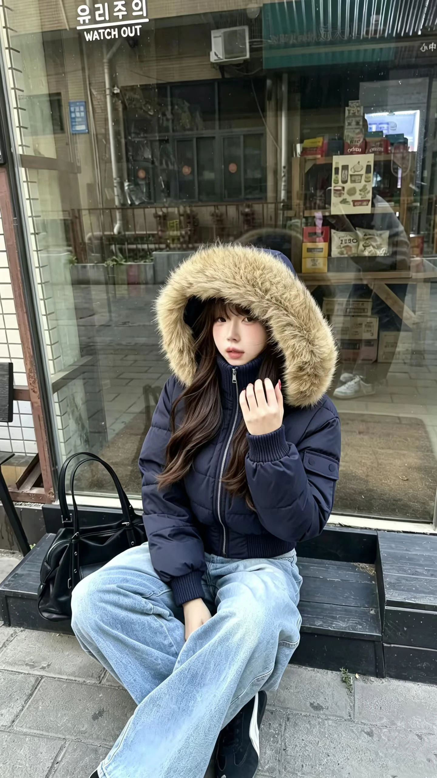 Winter Solid Color Long-sleeved Fashion Korean Fur Collar Cotton Jacket Women's Versatile Thickened Warm Jacket Women's Clothing