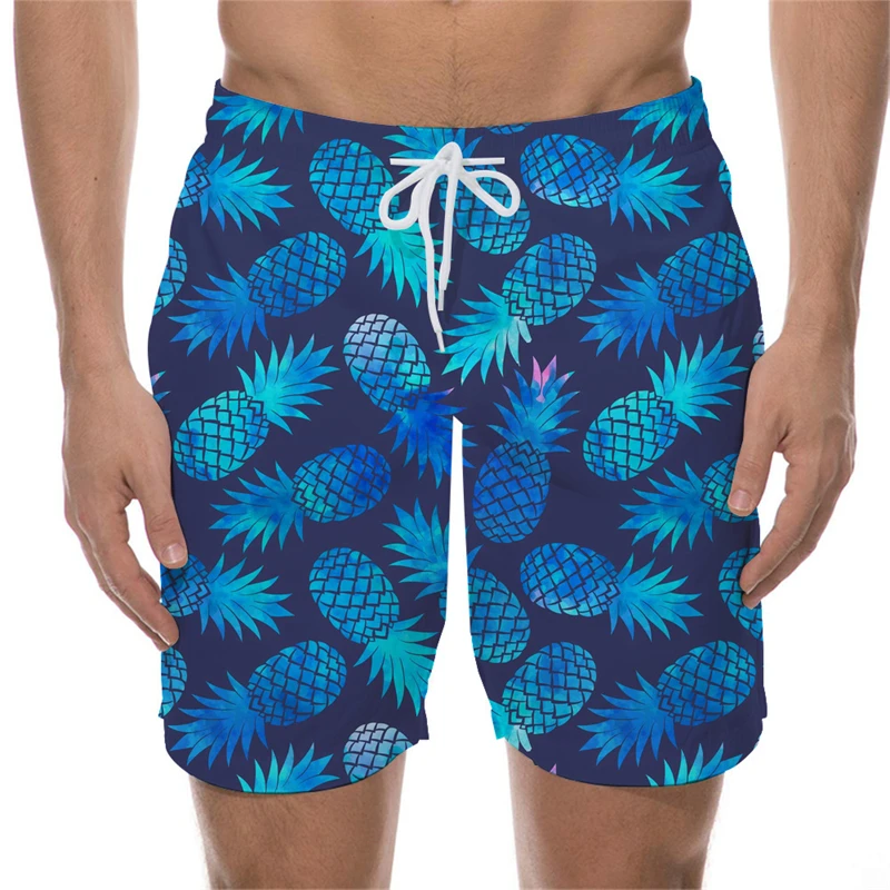 Celana pendek pantai motif buah Harajuku, celana pendek pantai motif 3D, celana pendek selancar, celana renang Hawaii, celana pendek es