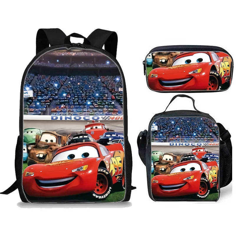 

Children 3 in 1 School Backpack Set-Cars Lightning McQueen Bookbag Lunch Bag Pencil Case Lightweight Daypack for Boys