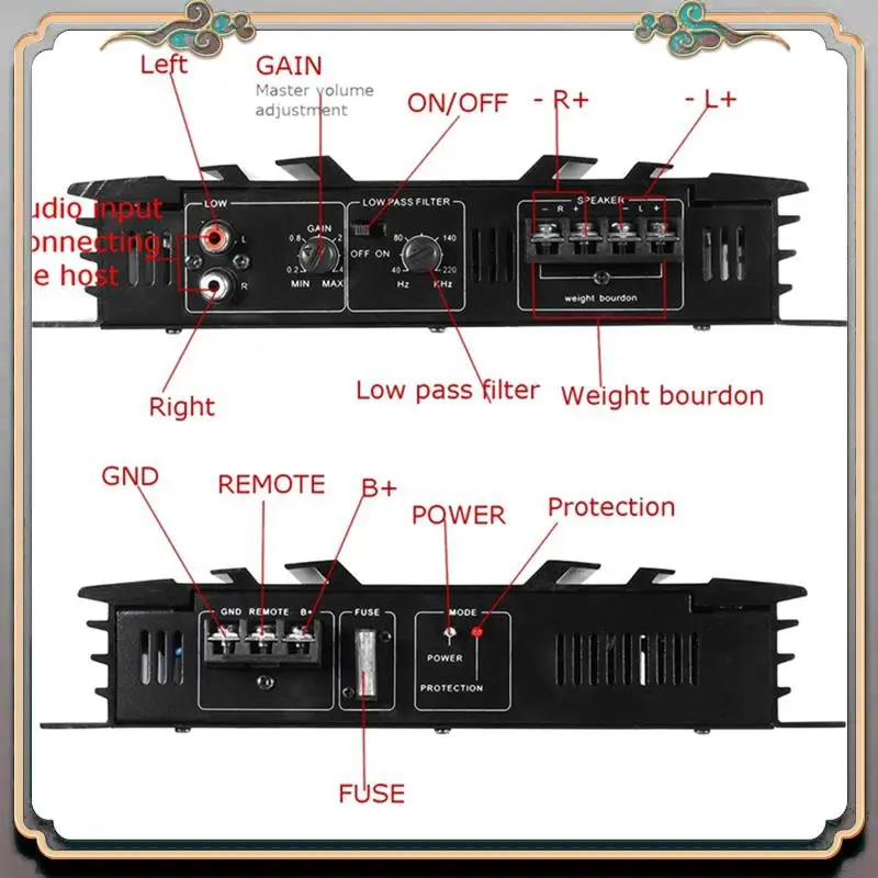 

Durable Car Amplifer Black Aluminum Alloy High Power C-236 3800W 2 Channel For Car Subwoofer