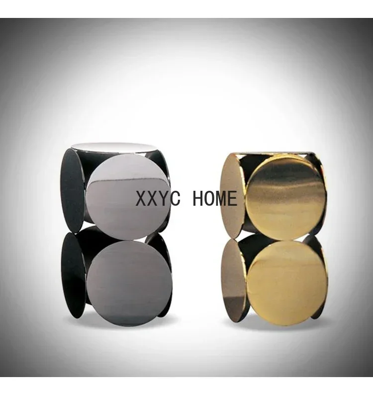 

Side Table Stainless Steel Circle and Creative Personality Living Room Advanced Artistic Sense Corner Table Small Coffee Table