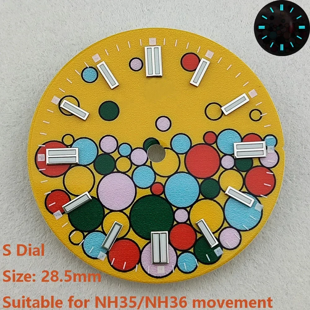 Высококачественный циферблат NH35/NH36, S циферблат, синий циферблат, подходящий для NH35 NH36, часы с механизмом, аксессуары для ремонта часов
