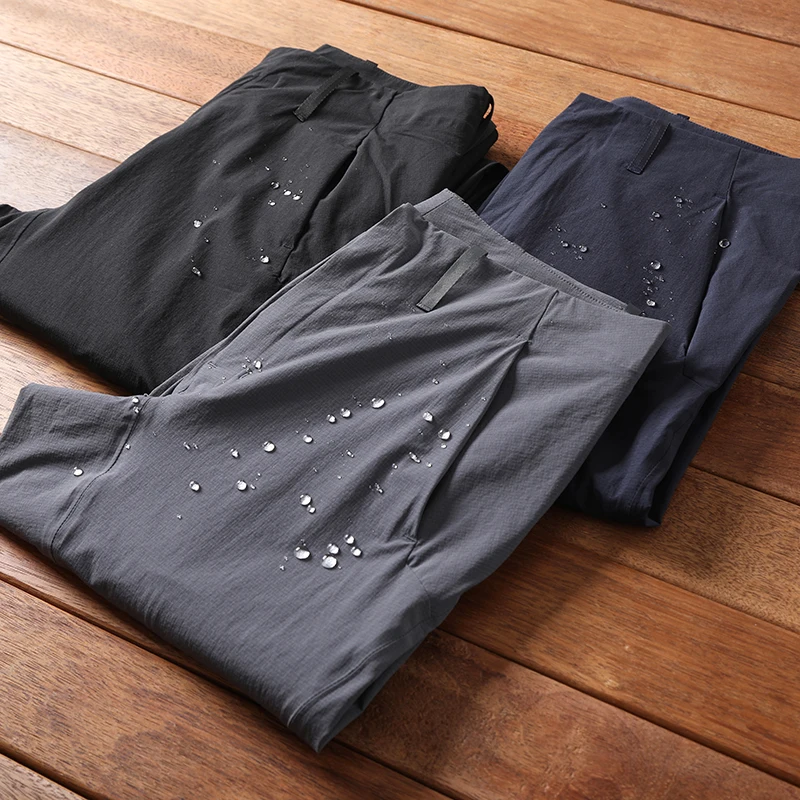 

Men's Busin Casual Outdoor Pants Thin Water-Resistant Breathable Straight Cut Qui-Dry Full Prure Glue Proc