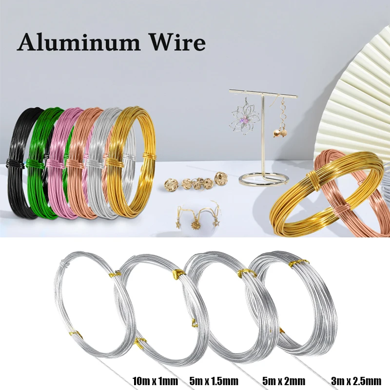 10M/5M/3M Anadized Round Aluminum Wire 1mm/1.5mm/2mm/2.5mm Versatile Painted Aluminium Metal Wire For DIY Jewelry Findings