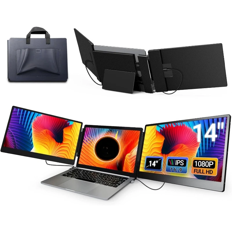 Portable Monitor,  Build-in Stand, Plug and Play Laptop Monitor Extender Compatible with Mac, Wins, Dex, Chrome.