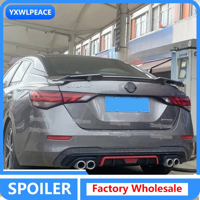 

For Nissan Sylphy Sentra 2020 2021 High Quality ABS Glossy Black Carbon Fiber Look Rear Trunk Lid Spoiler Body Kit Accessories