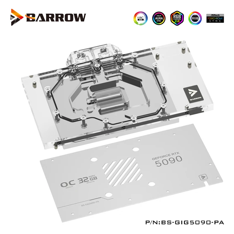 Barrow GPU Waterblok voor Gigabyte RTX 5090 D GAMING, WINDFORCE 32G Grafische Kaart Koeler Met Achterplaat, 5V, BS-GIG5090-PA