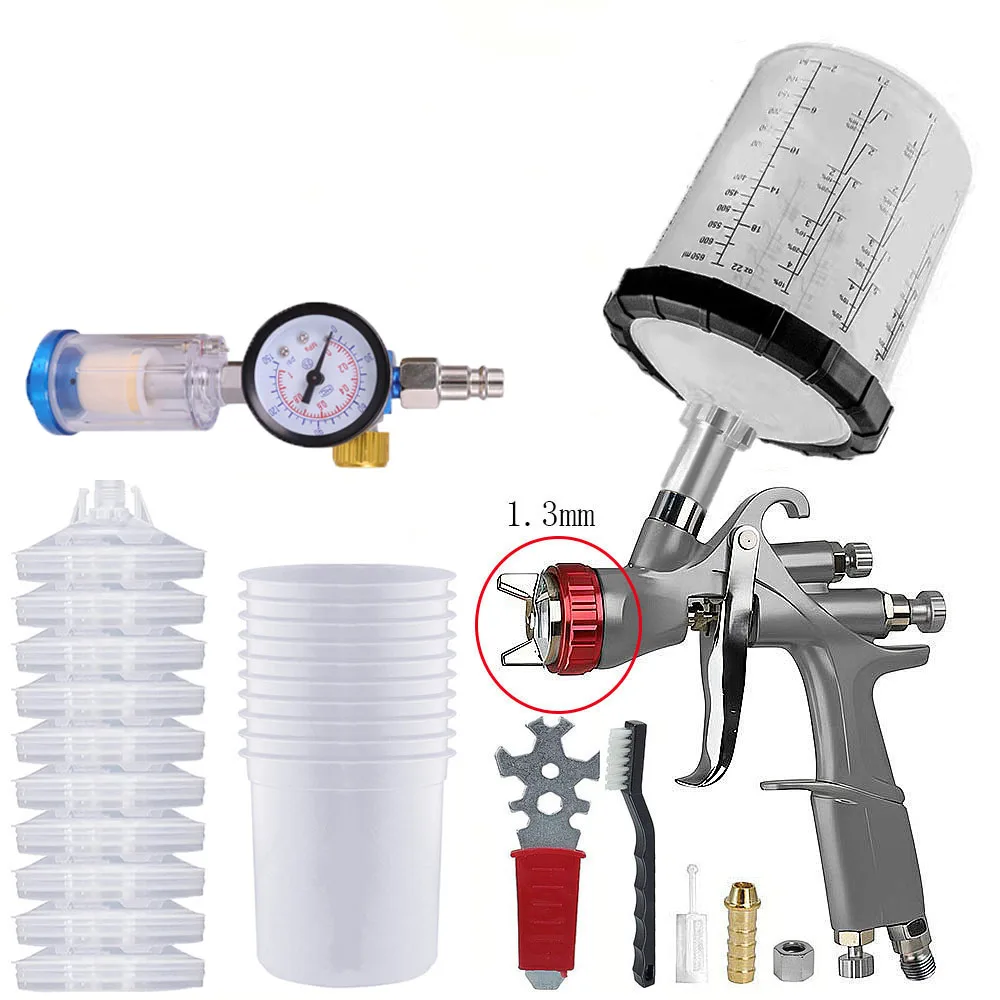 R500 LVLP Air Spray Gun with 1.3mm Nozzles & Oil Separator & Air Regulator, Automotive, Car Paint Gun Sprayer