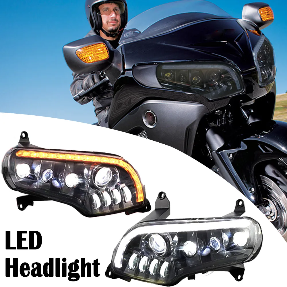 LED Headlight With Amber Turn Signal Light For Honda GoldWing 1800 GL1800 2001-2017 Motorcycle Headlight Daytime Running Lamp