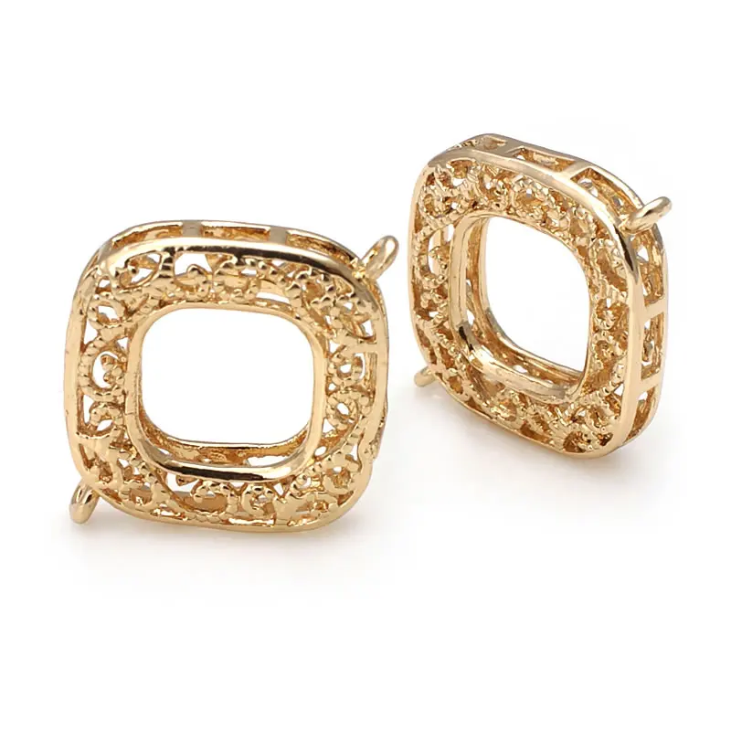 6 pz 20x26MM 18K oro colore ottone quadrato collegare Charms di alta qualità gioielli fai da te che fanno collana orecchini accessori per le donne