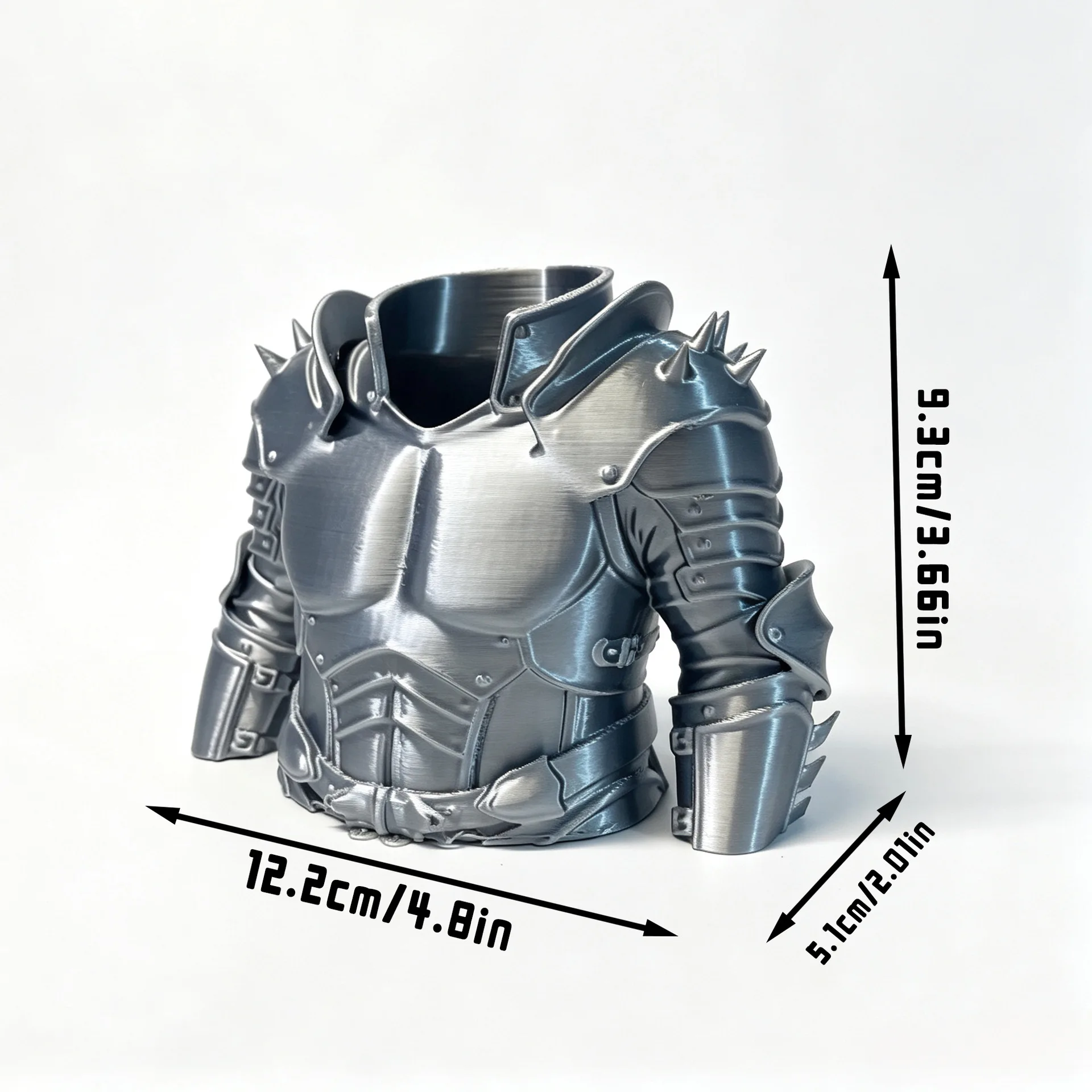 Medieval Knight Armor Pen Holder 3D Printed Warrior Breastplate Figurine Desk Organizer Home Office Desktop Decor Gift Ornament