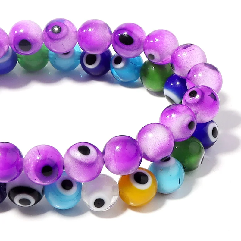 Apx35-90pcs/Strand 4 6 8 10mm Multicolor Evil Eye Beads for Jewelry Making Lampwork Glass Turkish Eye Beads DIY Bracelet Earring