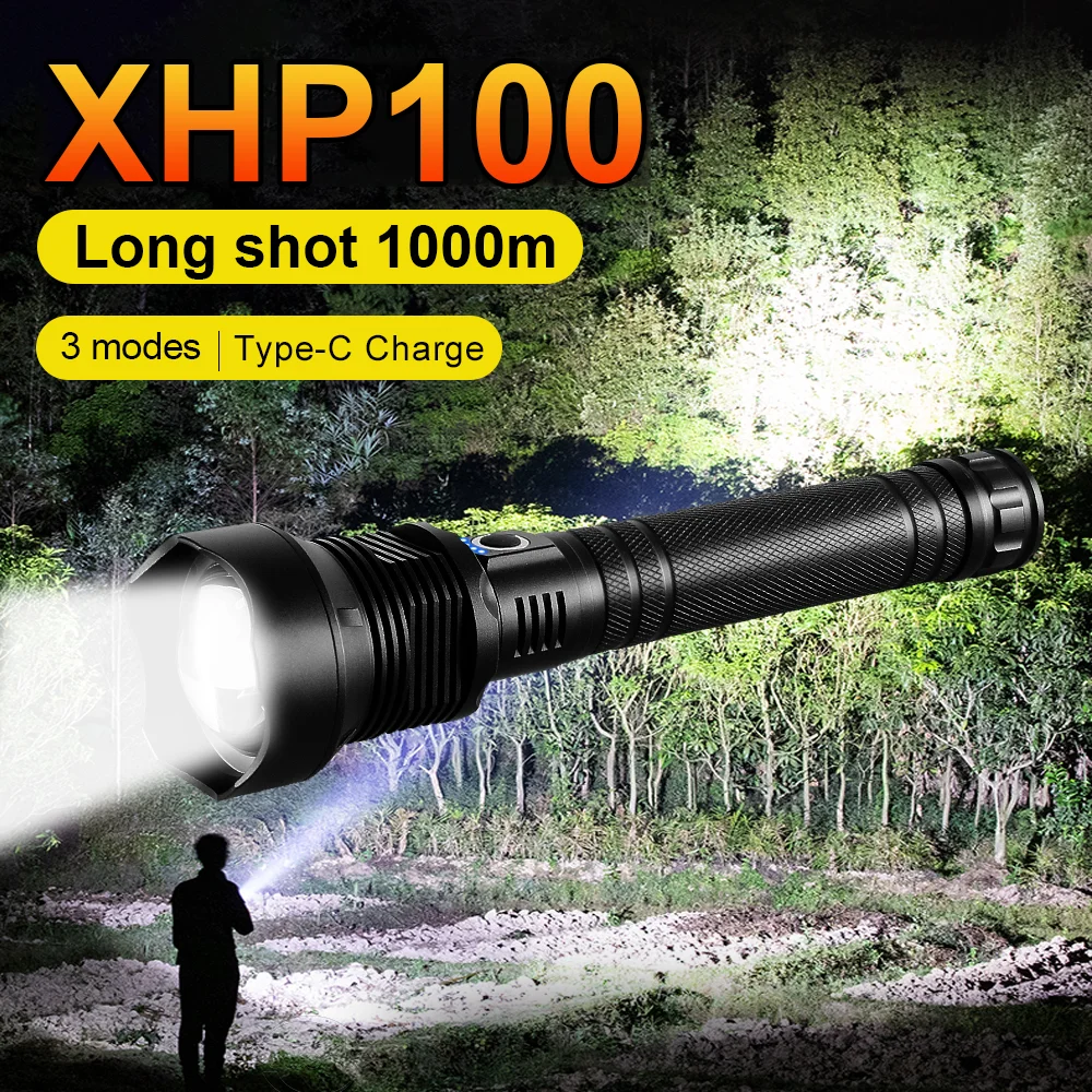 Upgrade Powerful XHP100 LED Flashlight 18650 Tactical Torch Light Rechargeable Usb Flash light Hunting XHP90 XHP50.2 Led Lantern