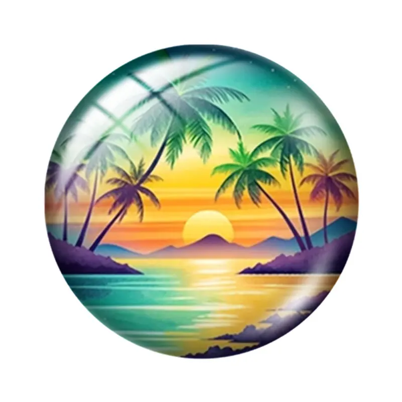 Sunset Vacation 12/18/20/25mm Glass Cabochon Bracelet Pendant Rings for Jewelry Demo Earrings Back Making Findings