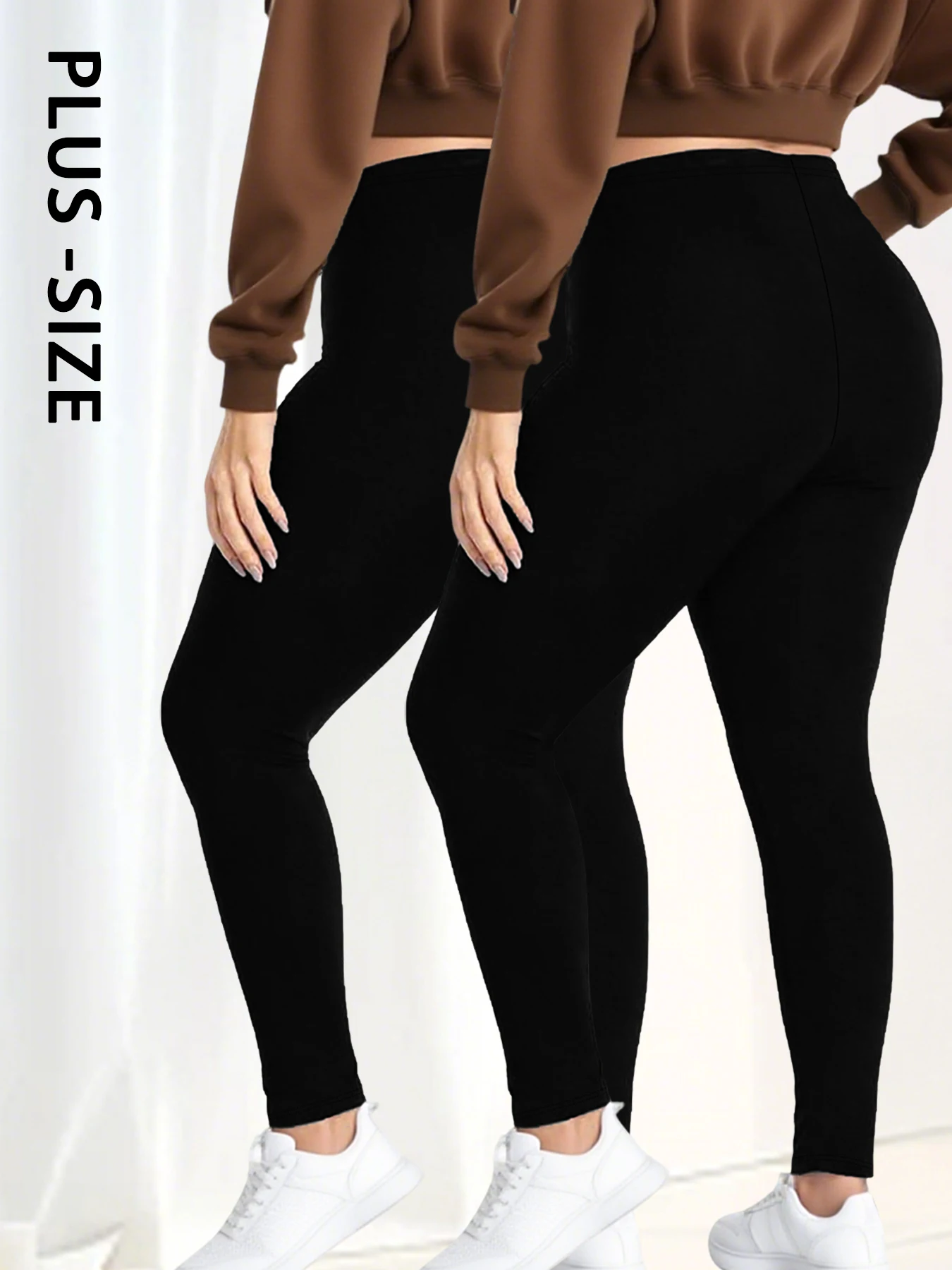 

2 pack Plus size Super Soft Leggings for Women - High Elasticity Tights for Yoga Running Workout Casual Wear