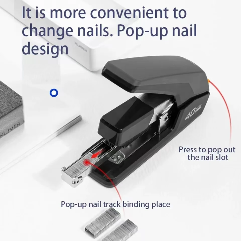 40 листов сверхмощный степлер, легкая бумажная папка, школьные принадлежности, канцелярские принадлежности, степлер без скоб, офисные принадлежности