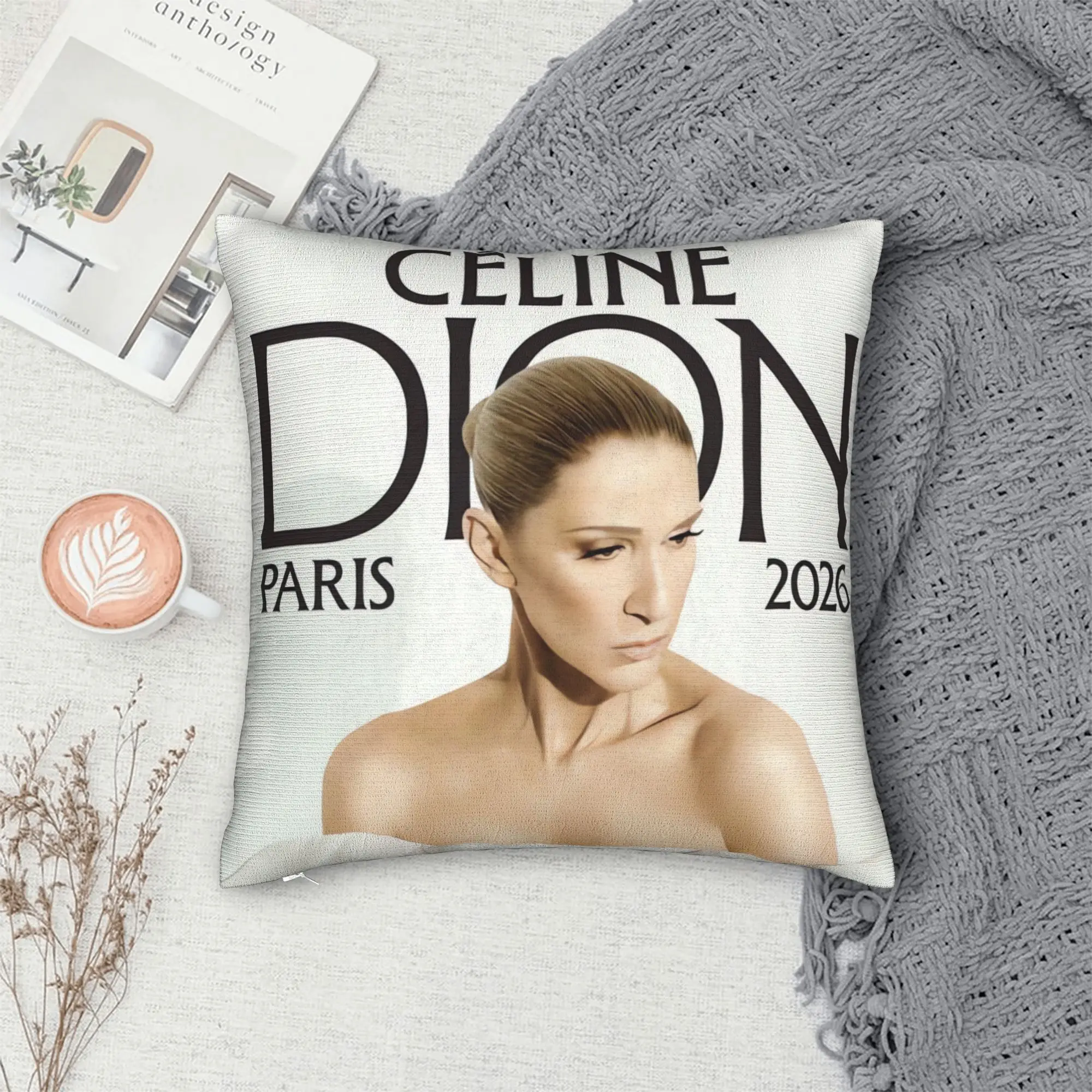 Pillow Case Celines Dions Paris 2026 Tour Soft  Pillow Cover For Living Room Sofa Retro Trendy Pillowcases