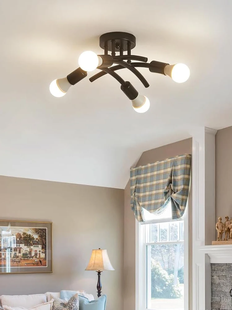 Lampe suspendue en forme de tuyau en fer forgé de style rétro, lampe suspendue d'art industriel pour décoration d'éclairage moderne de salon et de chambre à coucher