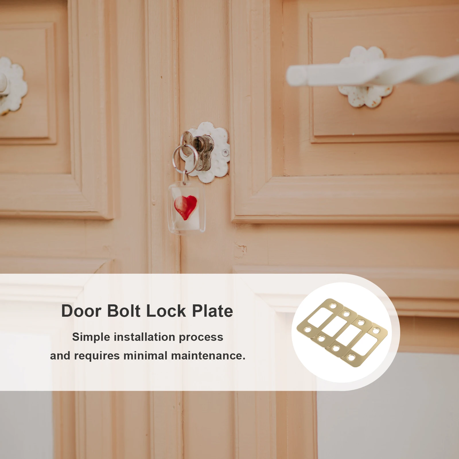 

4 Pcs Door Lock Accessories Stainless Steel Deadbolt Security Hole Filler Sidebar Strike Plates Reinforcement Residential