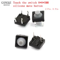 10PCS Touch switch 8*8*5 Pin 5H Silica Gel Silent Button 8*8*5MM Two Feet Pin Conductive Silicone Button switch 2/4pin 8x8x5 mm