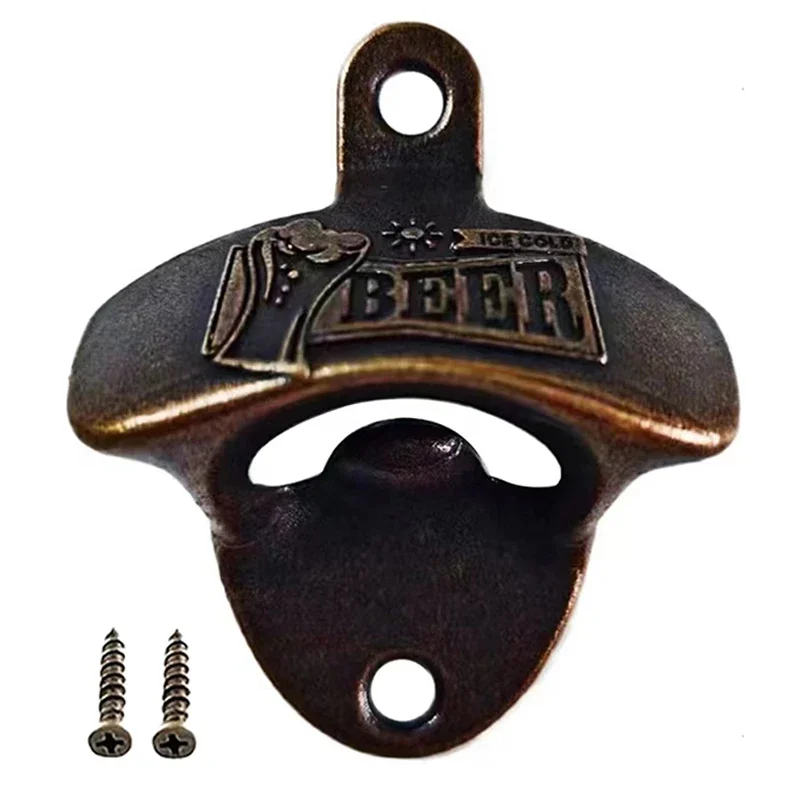 1pc Bottle Opener Wall Mounted Retro Decorative Beer Opener for Bar Pub BBQ DIY Alloy Opener Home Decor Kitchen Gadgets